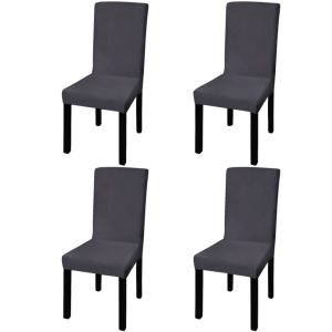 Straight Stretchable Chair Cover 4 pcs Anthracite