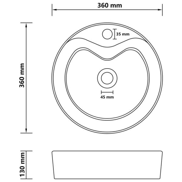 Luxury Wash Basin with Overflow Matt White 36×13 cm Ceramic