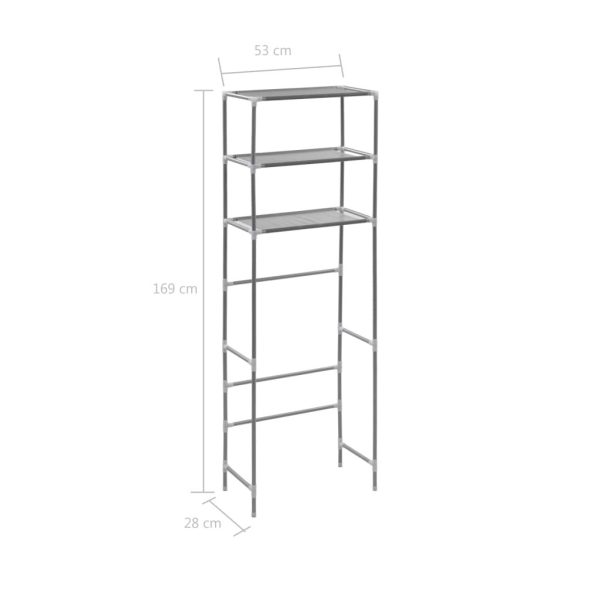 3-Tier Storage Rack over Toilet Silver 53x28x169 cm