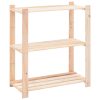 3-Tier Storage Rack 80x38x90 cm Solid Wood Pine 150 kg