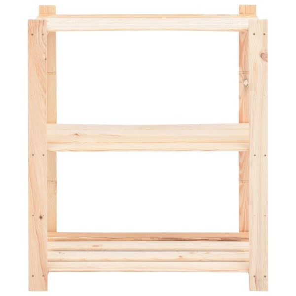 3-Tier Storage Rack 80x38x90 cm Solid Wood Pine 150 kg