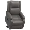 Stand up Reclining Chair Grey Real Leather