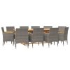 11 Piece Garden Dining Set with Cushions Grey