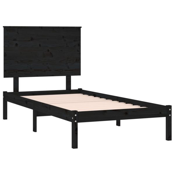 Adrian Bed Frame Black Solid Wood 92×187 cm Single Bed Size