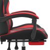 Gaming Chair with Footrest Black and Red Faux Leather