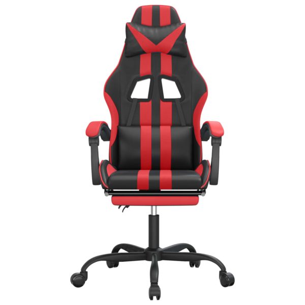 Gaming Chair with Footrest Black and Red Faux Leather