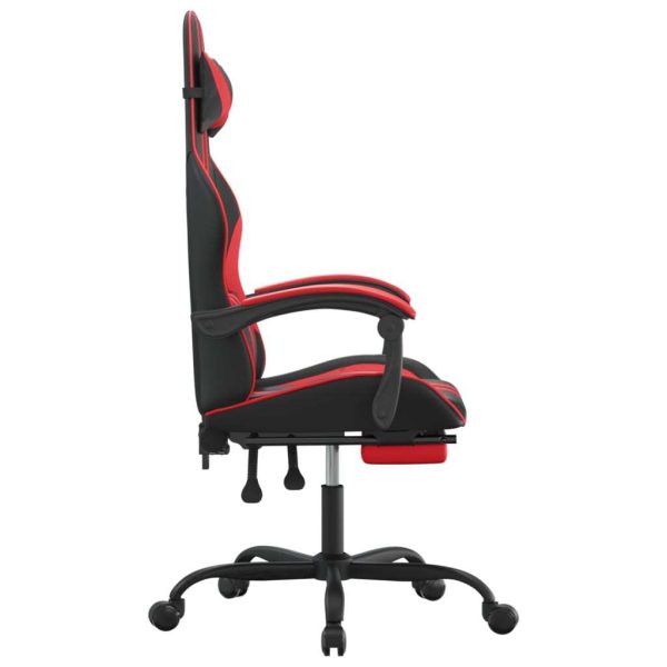 Gaming Chair with Footrest Black and Red Faux Leather