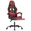 Gaming Chair with Footrest Black and Red Faux Leather