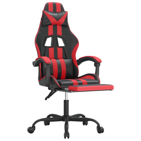 Gaming Chair with Footrest Black and Red Faux Leather