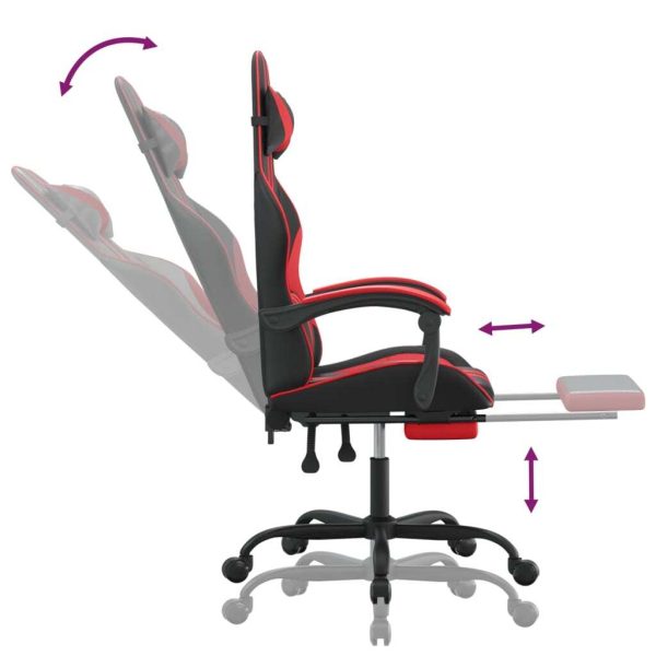 Gaming Chair with Footrest Black and Red Faux Leather