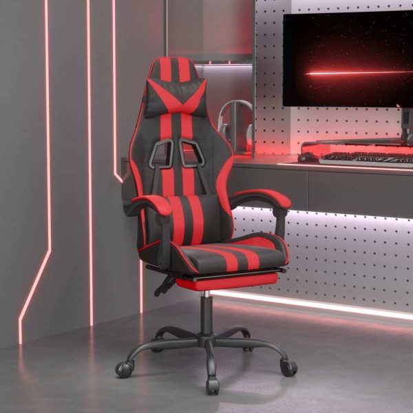 Gaming Chair with Footrest and Faux Leather