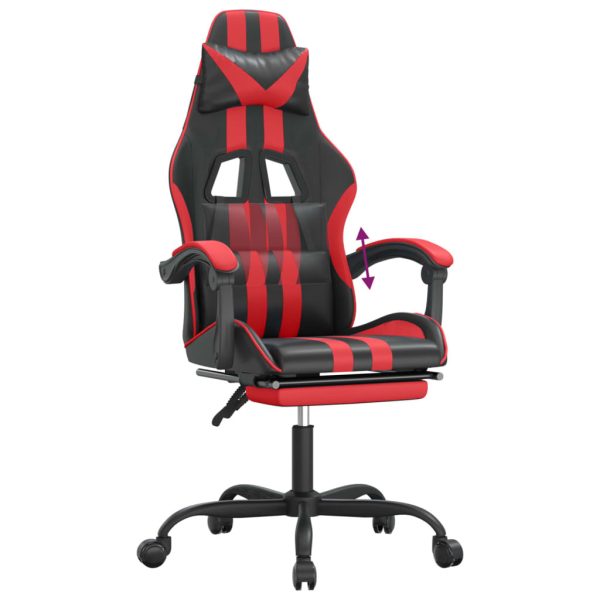 Gaming Chair with Footrest Black and Red Faux Leather