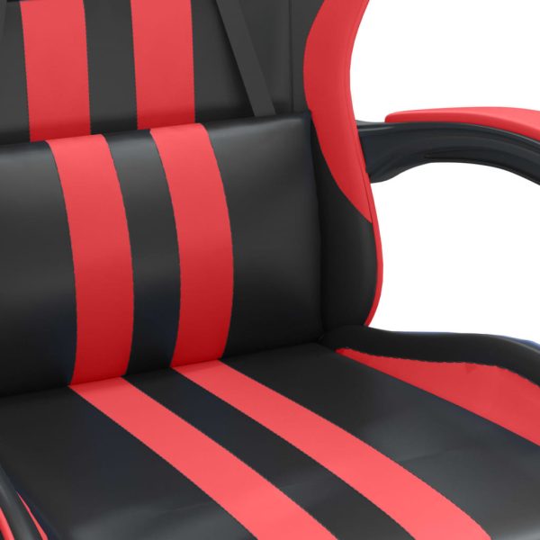 Gaming Chair with Footrest Black and Red Faux Leather