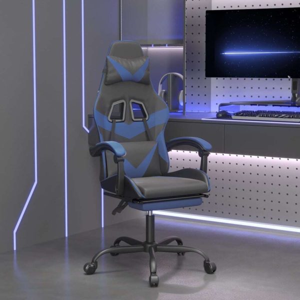 Gaming Chair with Footrest and Faux Leather