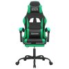 Gaming Chair with Footrest Black and Green Faux Leather