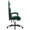 Gaming Chair with Footrest Black and Green Faux Leather