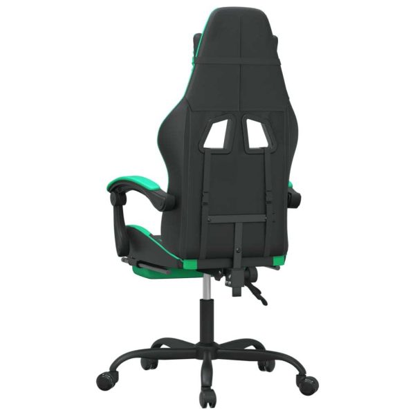 Gaming Chair with Footrest Black and Green Faux Leather