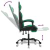 Gaming Chair with Footrest Black and Green Faux Leather