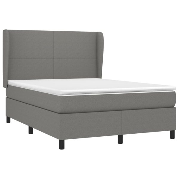 Box Spring Bed with Mattress Dark Grey 137×190 cm Double Fabric