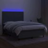 Box Spring Bed with Mattress&LED Dark Grey 137×190 cm Double Fabric