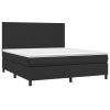 Box Spring Bed with Mattress&LED Black 152×203 cm Queen Faux Leather