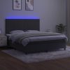 Box Spring Bed with Mattress&LED Dark Grey 152×203 cm Queen Velvet