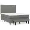 Box Spring Bed with Mattress Dark Grey 137×190 cm Double Fabric