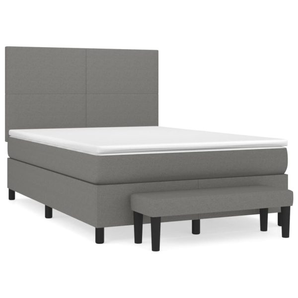 Box Spring Bed with Mattress Dark Grey Fabric