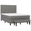 Box Spring Bed with Mattress Dark Grey 137×190 cm Double Fabric