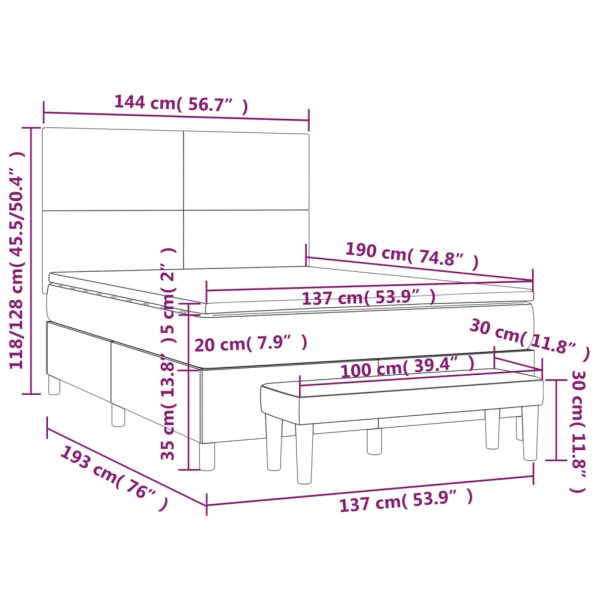 Box Spring Bed with Mattress Dark Grey 137×190 cm Double Fabric