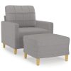 Coventry Sofa Chair with Footstool Light Grey 60 cm Fabric