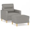 Highlands Sofa Chair with Footstool Light Grey 60 cm Fabric