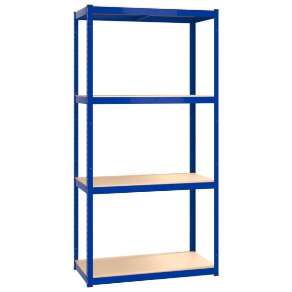 4-Layer Shelves 2 pcs Blue Steel&Engineered Wood