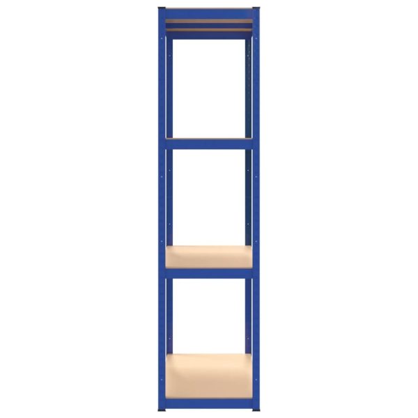 4-Layer Shelves 3 pcs Blue Steel&Engineered Wood