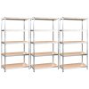 5-Layer Shelves 3 pcs Silver Steel and Engineered Wood