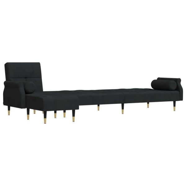 L-shaped Sofa Bed Black 271x140x70 cm Velvet