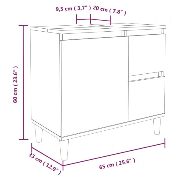 4 Piece Bathroom Furniture Set White Engineered Wood