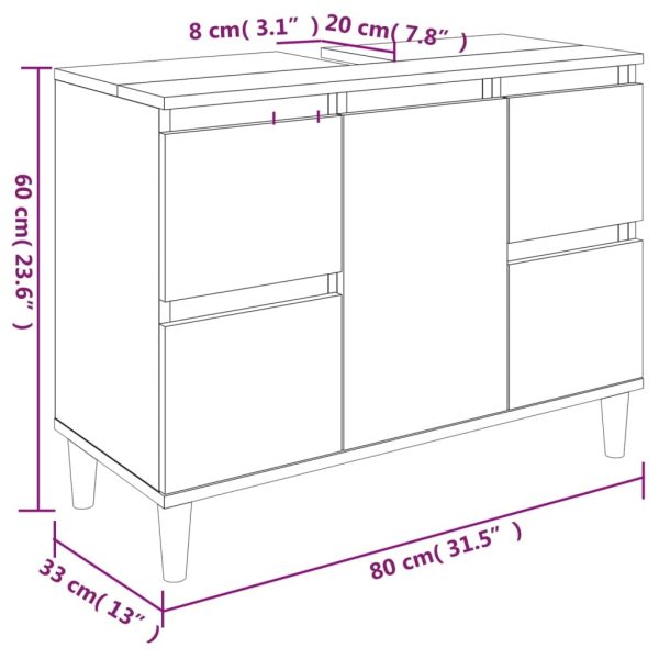 4 Piece Bathroom Furniture Set White Engineered Wood