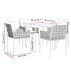 5 Piece Garden Dining Set with Cushions Poly Rattan and Steel