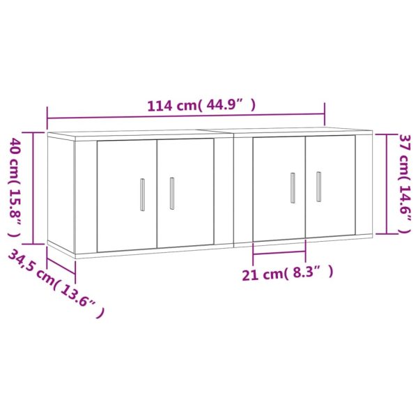 Wall-mounted TV Cabinets 2 pcs White 57×34.5×40 cm