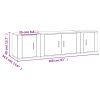 3 Piece TV Cabinet Set White Engineered Wood