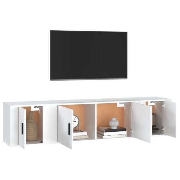 3 Piece TV Cabinet Set White Engineered Wood