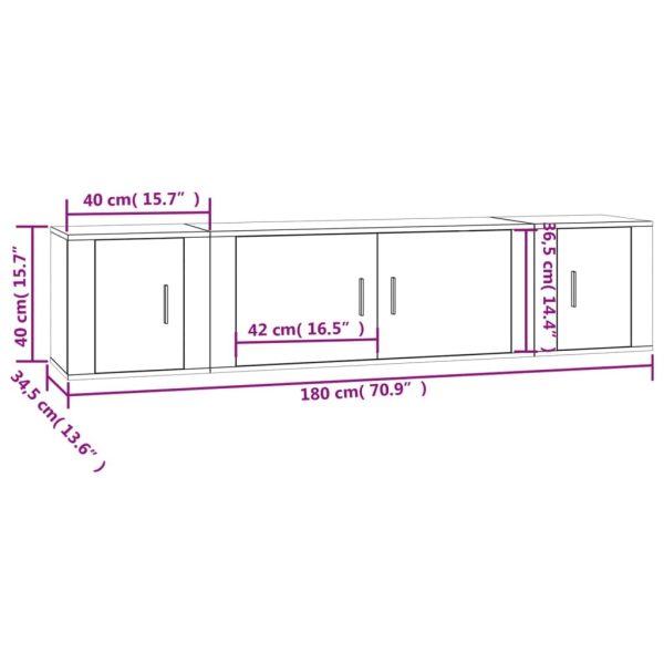 3 Piece TV Cabinet Set White Engineered Wood