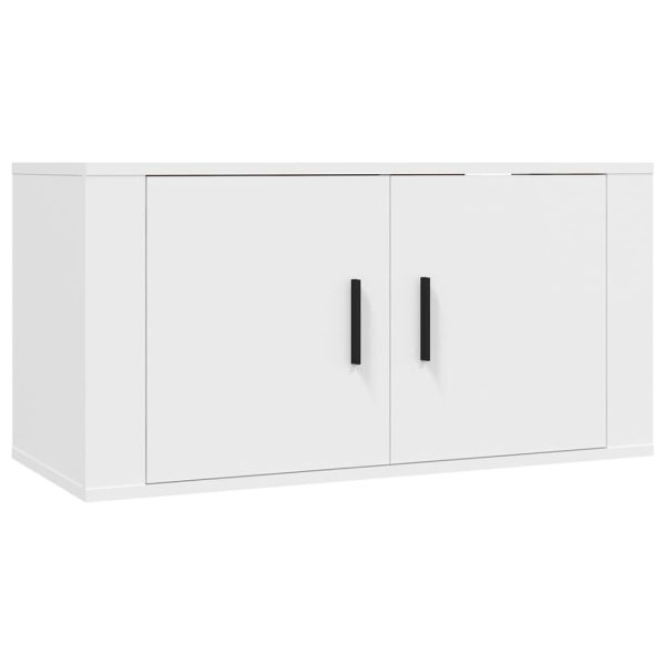 2 Piece TV Cabinet Set White Engineered Wood