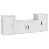 3 Piece TV Cabinet Set White Engineered Wood