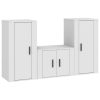 3 Piece TV Cabinet Set White Engineered Wood