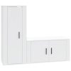 2 Piece TV Cabinet Set White Engineered Wood