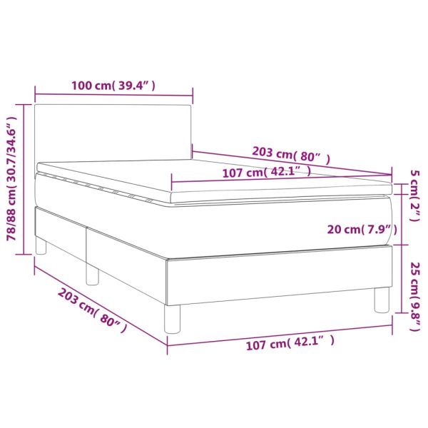 Box Spring Bed with Mattress Black 100×200 cm Faux Leather