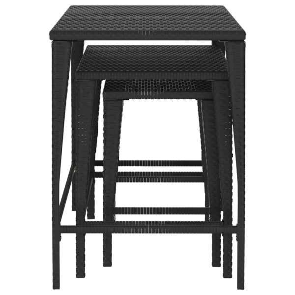 Nesting Tables 3 pcs Black Poly Rattan