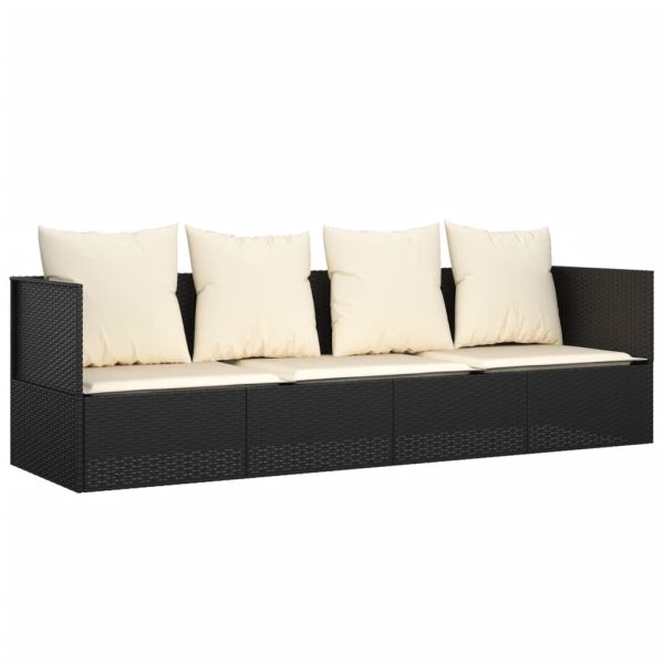 Outdoor Lounge Bed with Cushions Poly Rattan